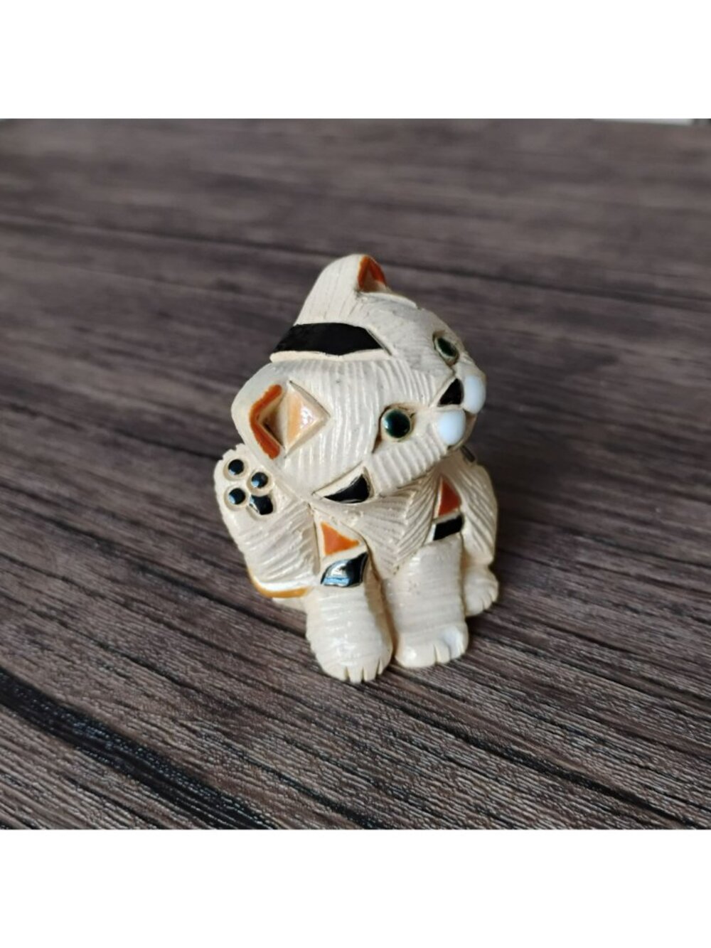 Artesania Rinconada Hand Made Calico Cat Figurine Uruguay Ceramic Kitten - Picture 2 of 9
